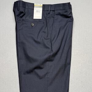 Haggar Men's Classic Fit Premium Stretch Suit Pants Navy 36x32 $100